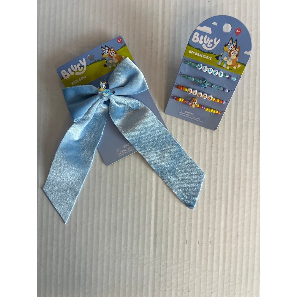 Bluey Bow and Bracelet Set Blue Multi Color - Picture 1 of 5